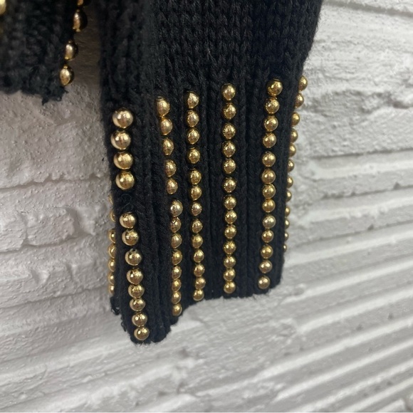 Marmie West Vintage 80s/90s Black Chunky Knit Gold Beaded Eclectic Artsy Glam S - Picture 5 of 13